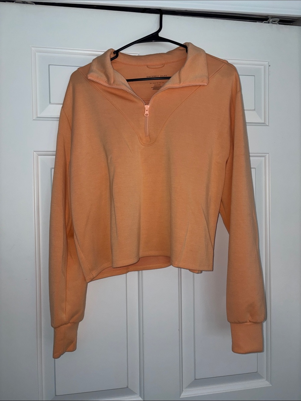 Sincerely Jules Peach Half-Zip Cropped Sweatshirt